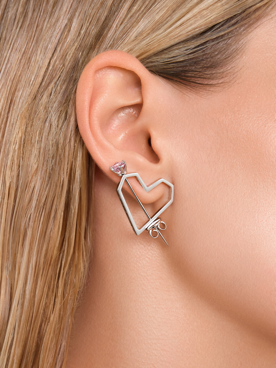 Моносерьга-пусета RUSHEV, цвет: Серебряный, RSHV_VLV_HRTP купить онлайн