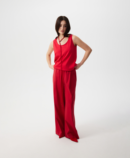 Брюки с поясом на резинке GLVR, цвет: красный, 126G25GAC5603 купить онлайн