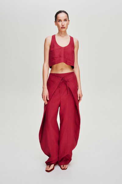 Топ изо льна Label .B, цвет: Бордовый,  купить онлайн