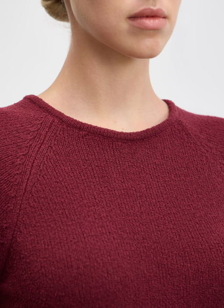 Платье фактурной вязки из хлопка ALL WE NEED, цвет: Бордовый,  купить онлайн