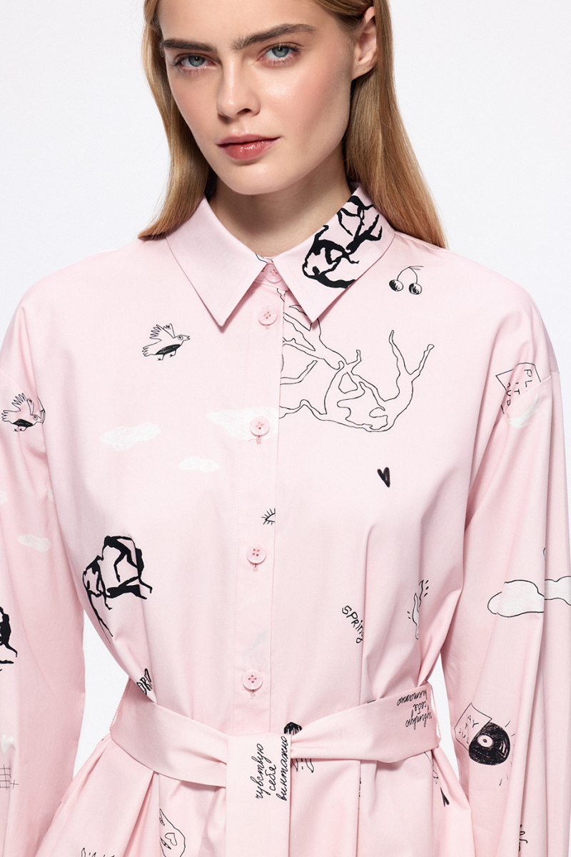 Платье-рубашка с принтом DREAMS BY ALENA AKHMADULLINA, цвет: розовый, 126102070204554/210000 купить онлайн
