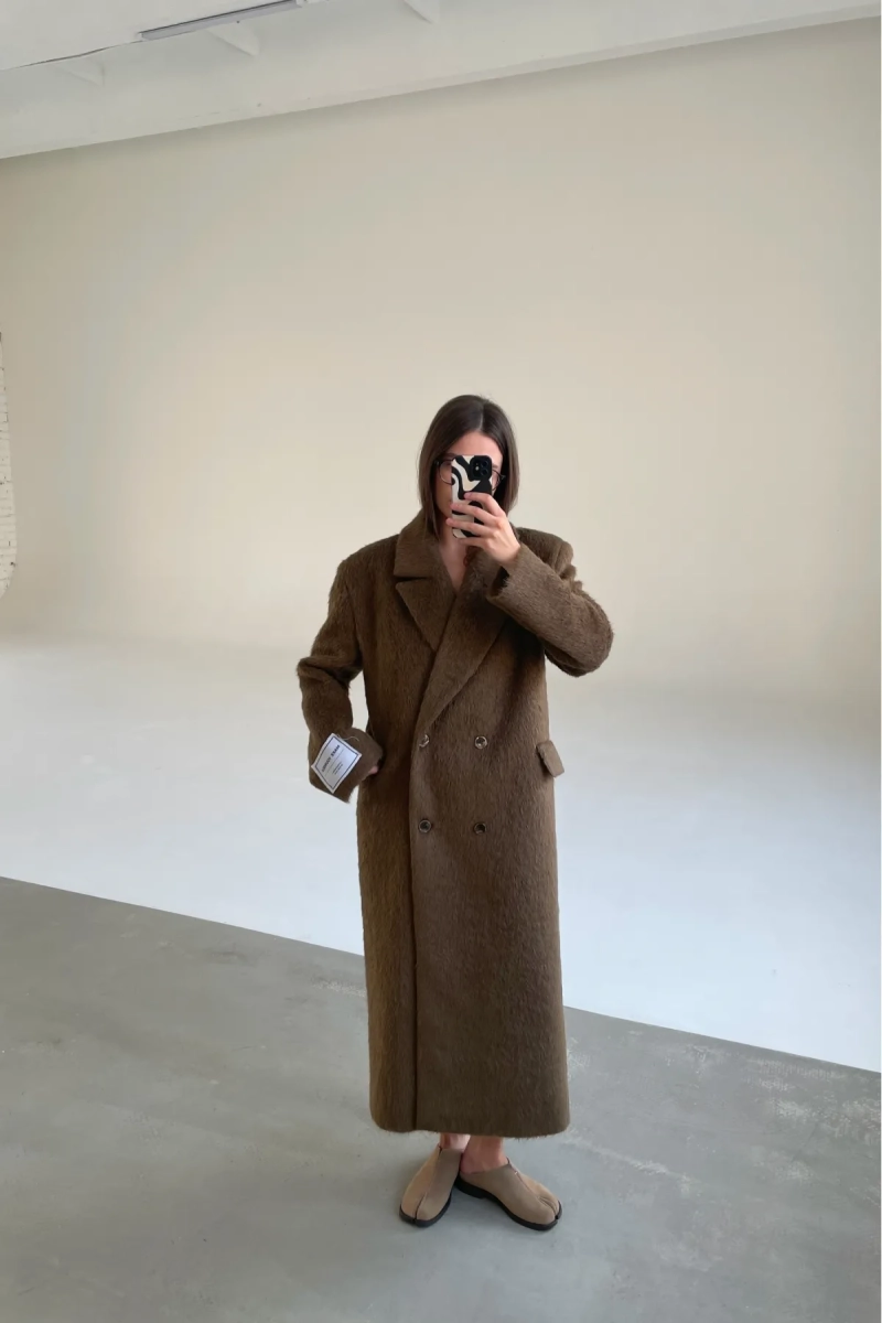 Пальто-макси Erist store, цвет: коричневый, НФ-00003233 купить онлайн