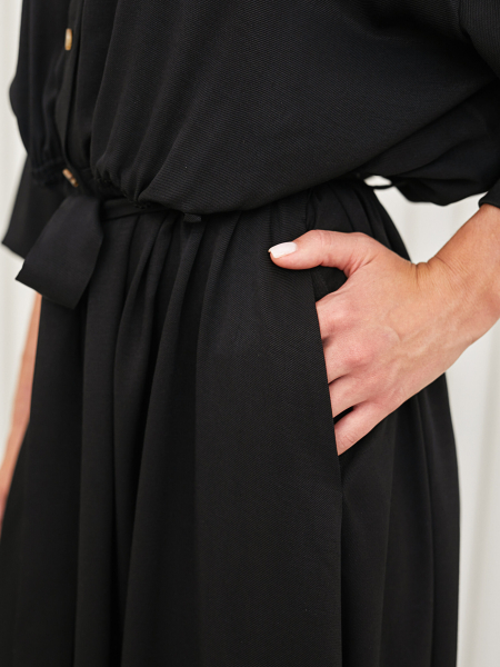 Платье-рубашка со спущенным рукавом I.B.W., цвет: Черный, DR051 с оплатой бонусами купить онлайн