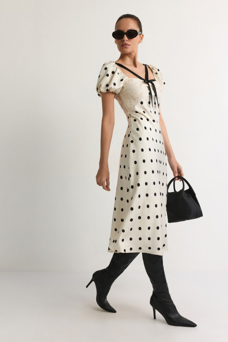 Платье с принтом «горох» TOPTOP, цвет: белый, TT.011.18642.121 купить онлайн