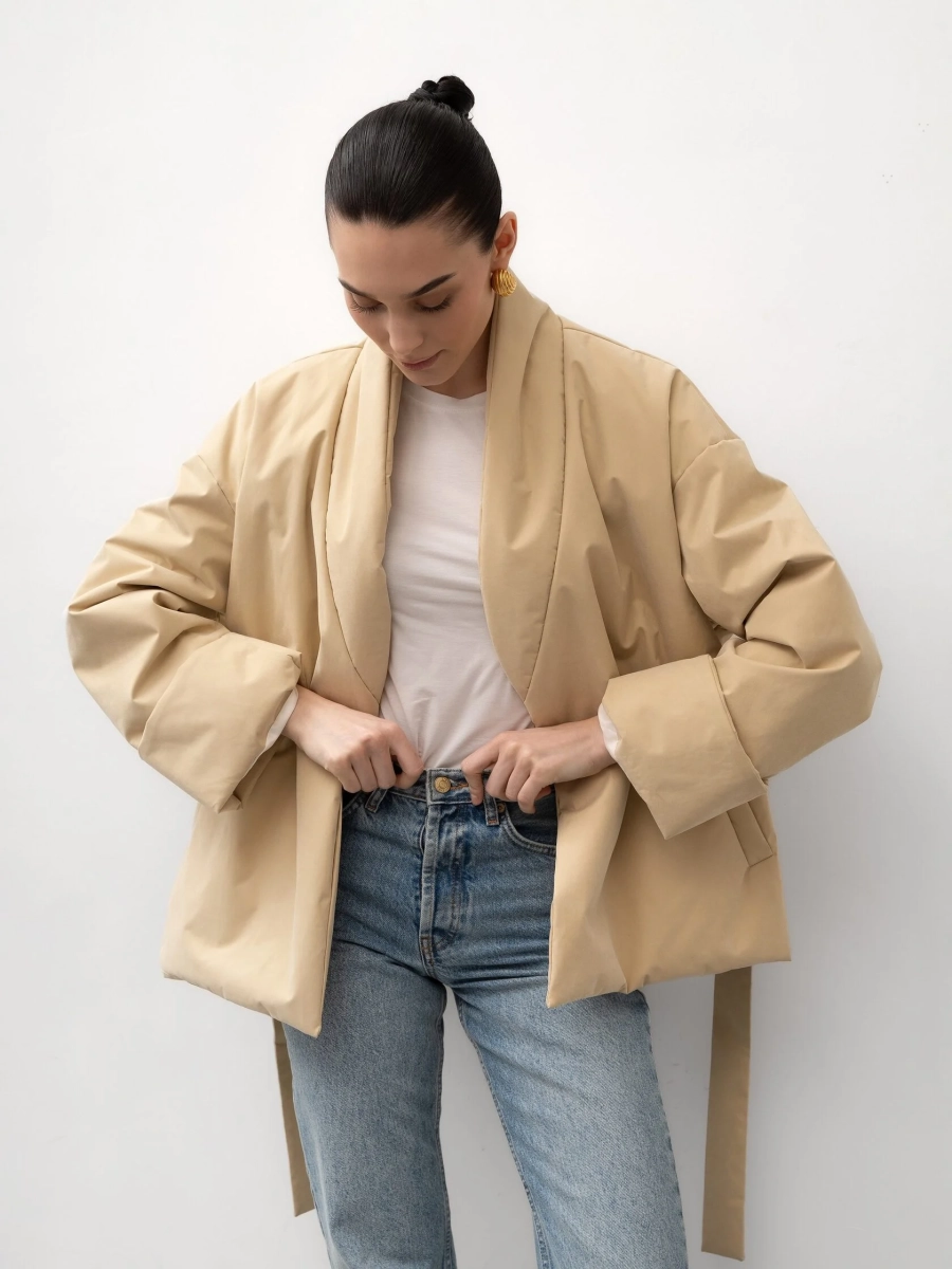 Куртка кимоно с поясом TRES, цвет: Желтый, НФ-00002712 купить онлайн