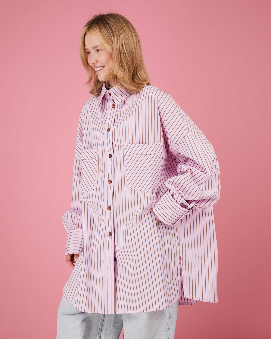 Рубашка макси оверсайз #19 TABOO, цвет: розовый, Rub19 купить онлайн