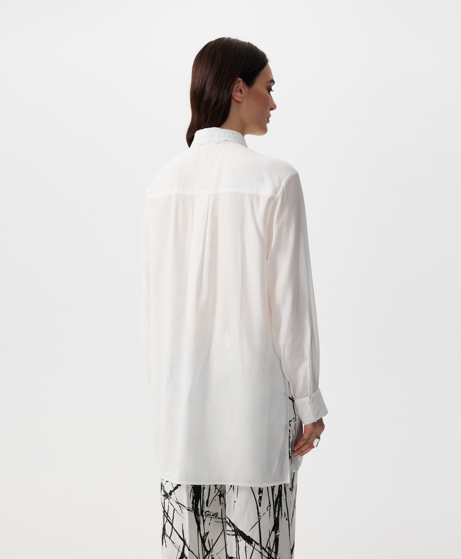 Блузка прямой свободной формы GLVR, цвет: белый, 126G21GAC2226 купить онлайн