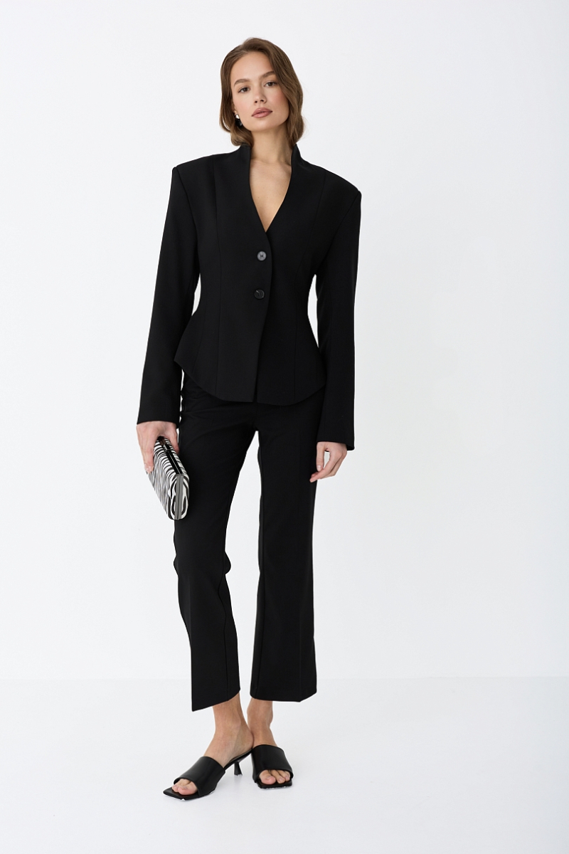 Жакет приталенный с рельефным воротником Ricoco, цвет: Черный, 7052/2 купить онлайн