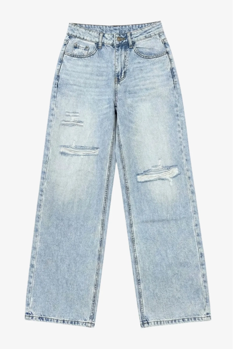 Джинсы свободные Синий гранж