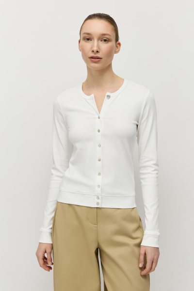 Лонгслив на пуговицах AROUND, цвет: белый, 219_117CE03 купить онлайн