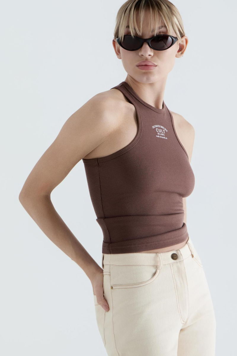 Майка женская CULTBASE, цвет: коричневый,  купить онлайн