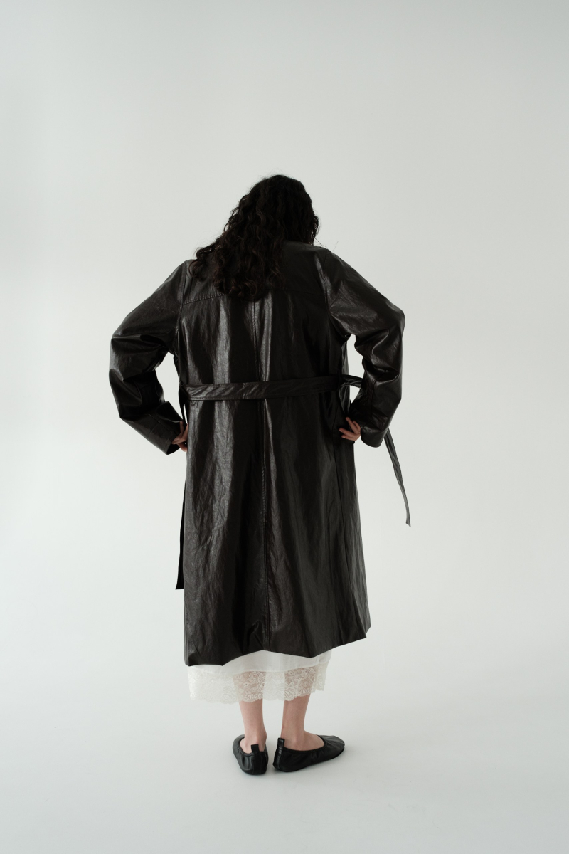 Тренч кожаный НИ ИМЕНИ, НИ ПОХОЖИХ, цвет: коричневый, 00-00000371 купить онлайн