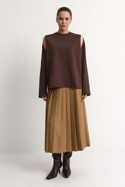 Лонгслив из смесового хлопка TOPTOP, цвет: коричневый, TT.025.12361.700 купить онлайн