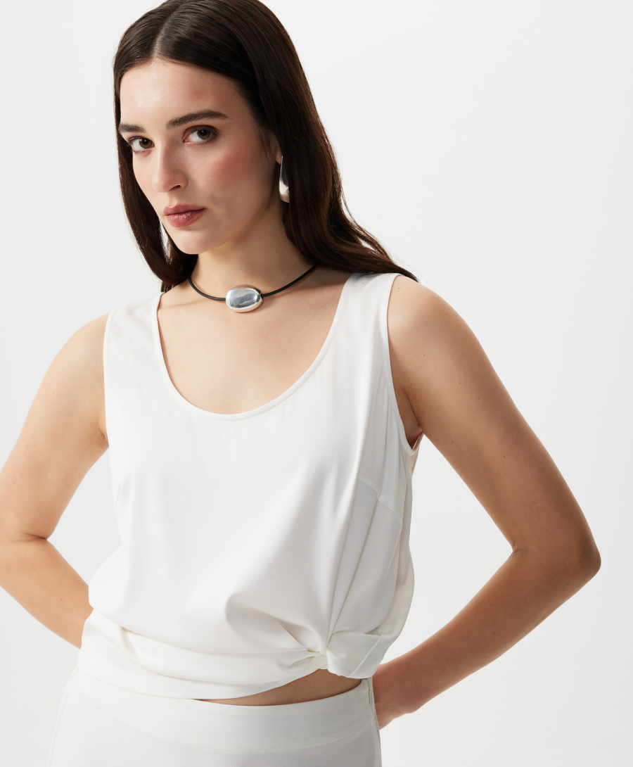 Топ с матовым блеском GLVR, цвет: белый, 126G21GAC2410 купить онлайн