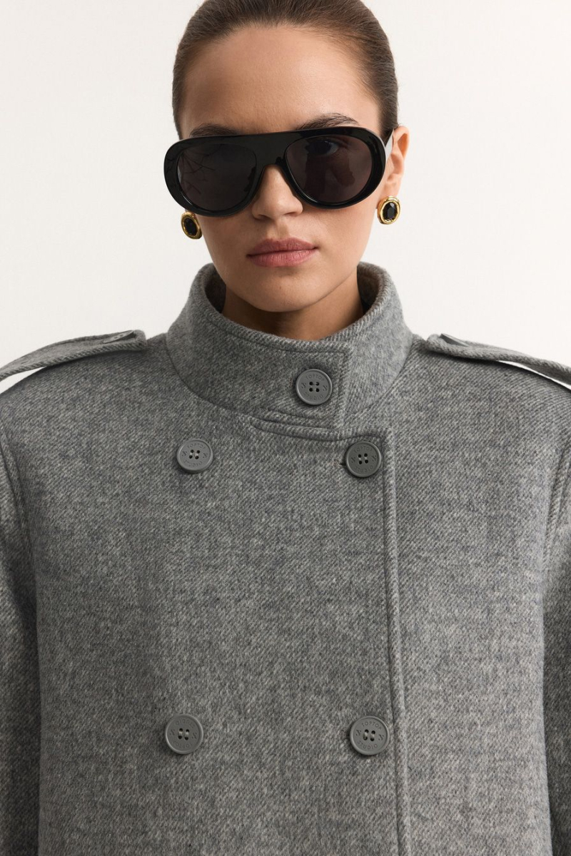 Пальто из смесовой шерсти TOPTOP, цвет: серый, TTS.041.14157.801 купить онлайн