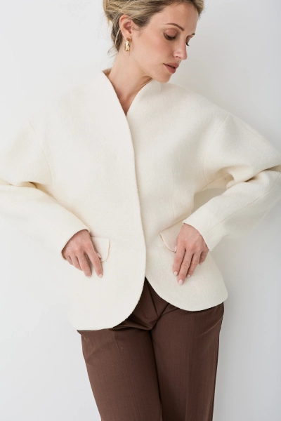 Жакет О-образный из фактурной шерсти Ricoco, цвет: белый, 6084/1 купить онлайн