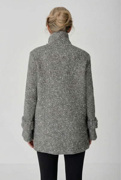 Пальто с высоким воротником средней длины Ricoco, цвет: серый, 7046/1 купить онлайн