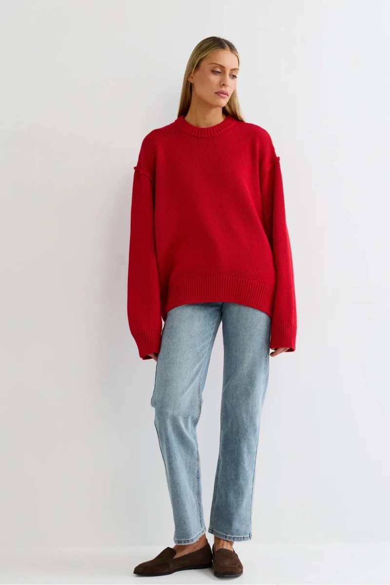 Джемпер с наружными швами Сочный красный Erist store, цвет: красный, НФ-00003242 купить онлайн