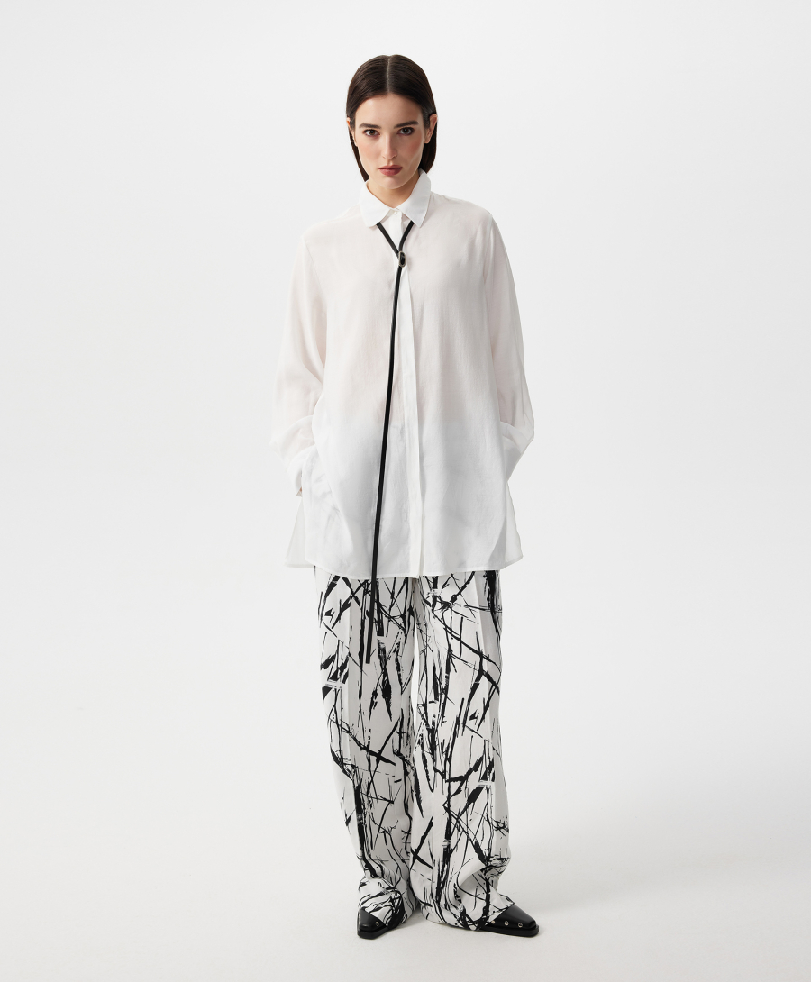 Блузка прямой свободной формы GLVR, цвет: белый, 126G21GAC2226 купить онлайн