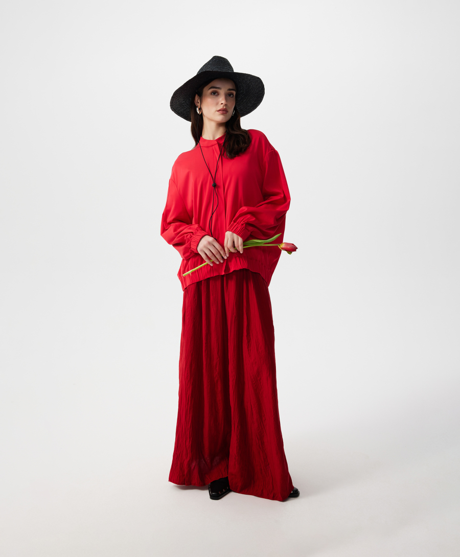 Бомбер оверсайз без подкладки GLVR, цвет: красный, 126G25GAC2004 купить онлайн