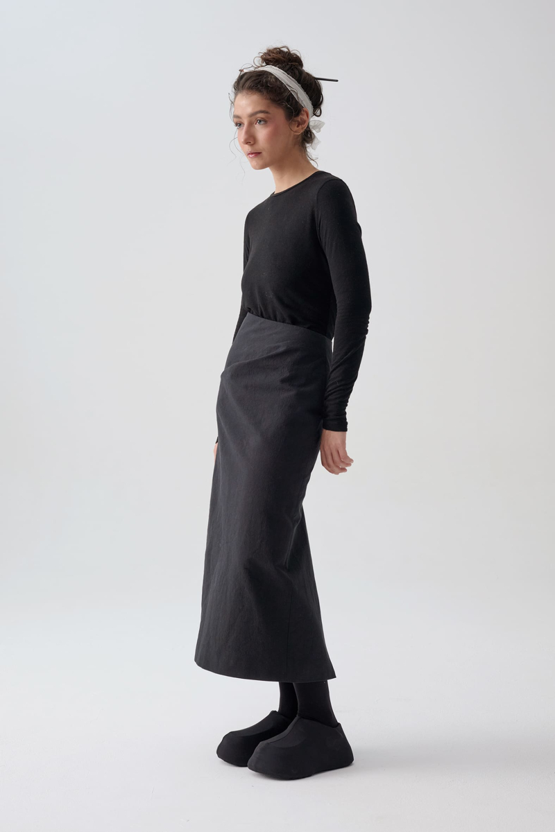 Юбка из бумажной ткани UNKE, цвет: Черный, 2601SK003C_BL купить онлайн