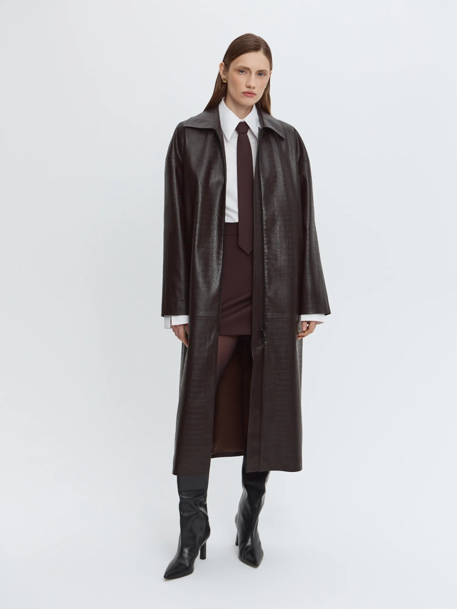 Плащ из фактурной экокожи ANNA PEKUN, цвет: коричневый, 14.2578.700 купить онлайн