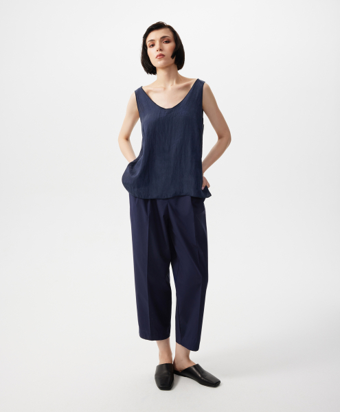 Брюки из поплина с поясом на резинке GLVR, цвет: Черный, 126G23GAC6316 купить онлайн