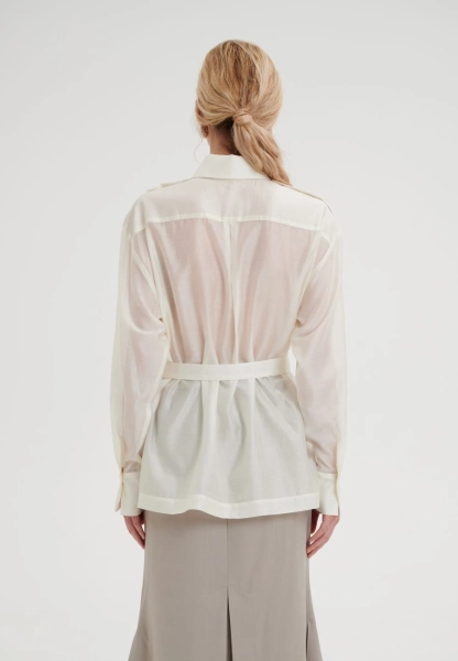 Рубашка свободного кроя с поясом CHUBA, цвет: белый,  купить онлайн