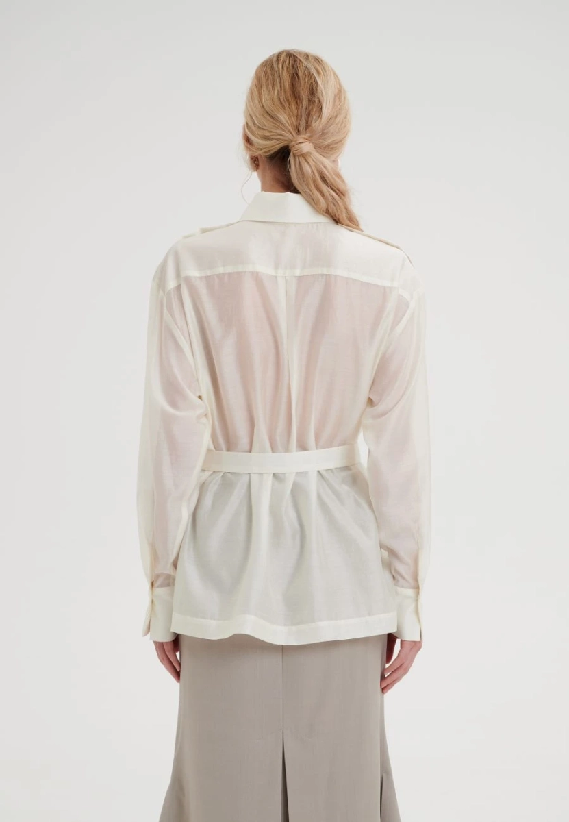 Рубашка свободного кроя с поясом CHUBA, цвет: белый,  купить онлайн