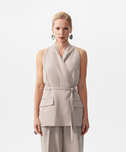 Текстильный жилет с запахом GLVR, цвет: серый, 126G22GAC4706 купить онлайн