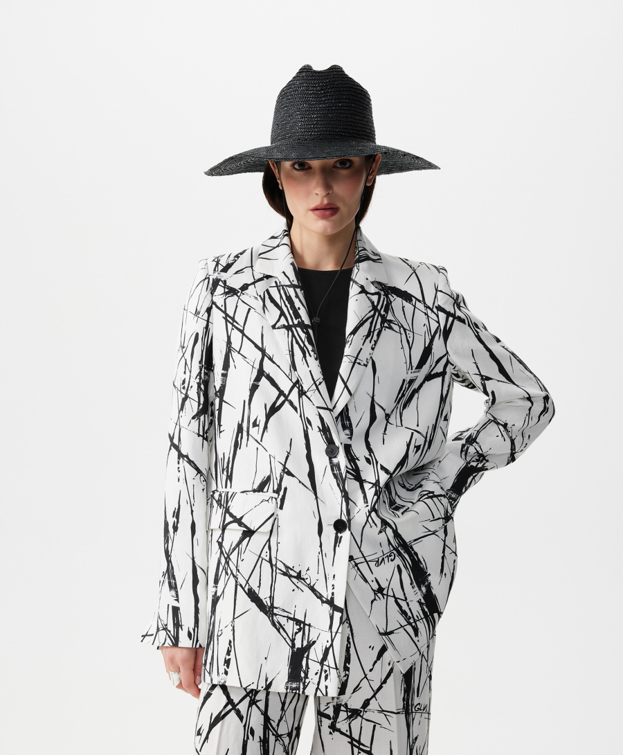 Пиджак силуэта умеренный оверсайз GLVR, цвет: белый, 126G21GAC4810 купить онлайн