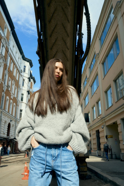 Джемпер оверсайз SODAMODA, цвет: серый, 15728 купить онлайн Джемпер оверсайз SODAMODA, цвет: серый, 15728 купить онлайн