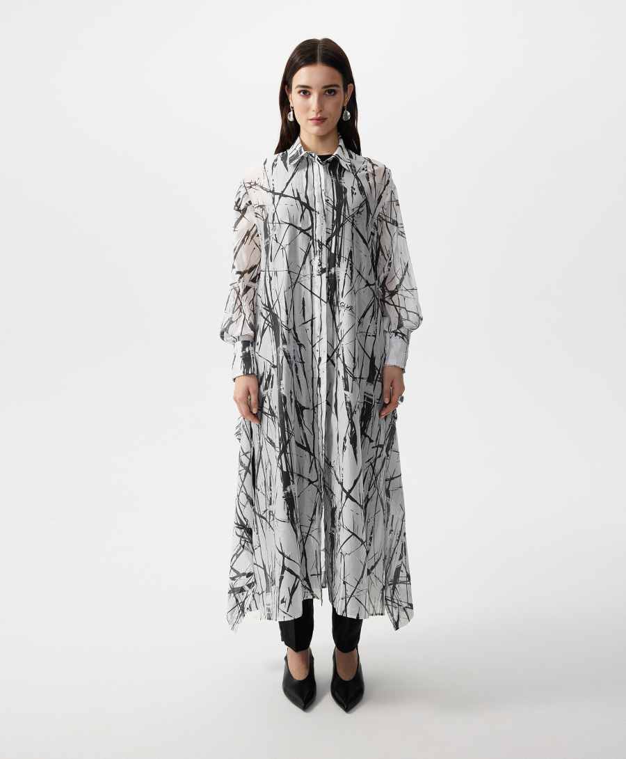 Туника из полупрозрачной ткани GLVR, цвет: белый, 126G21GAC2224 купить онлайн