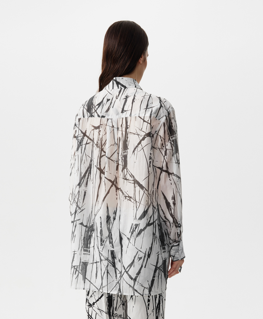Блузка удлиненная из полупрозрачной ткани GLVR, цвет: белый, 126G21GAC2223 купить онлайн