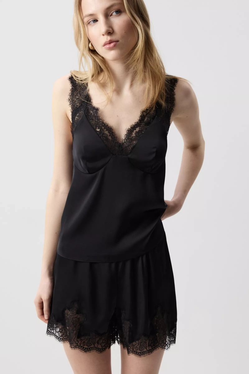 Топ с кружевными бретелями Charmstore, цвет: Черный, 114-56460-880 купить онлайн