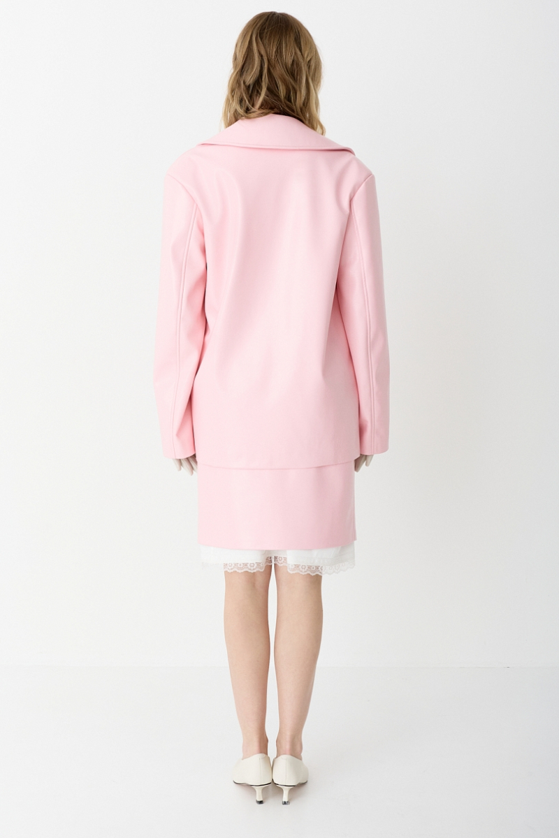 Жакет удлиненный из экокожи Ricoco, цвет: розовый, 7056/1 купить онлайн