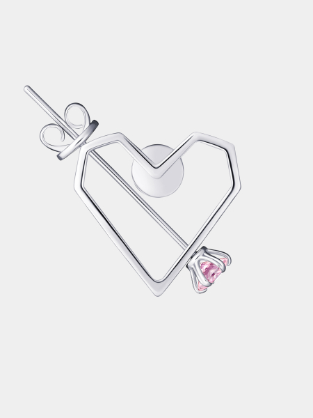 Моносерьга-пусета RUSHEV, цвет: Серебряный, RSHV_VLV_HRTP купить онлайн