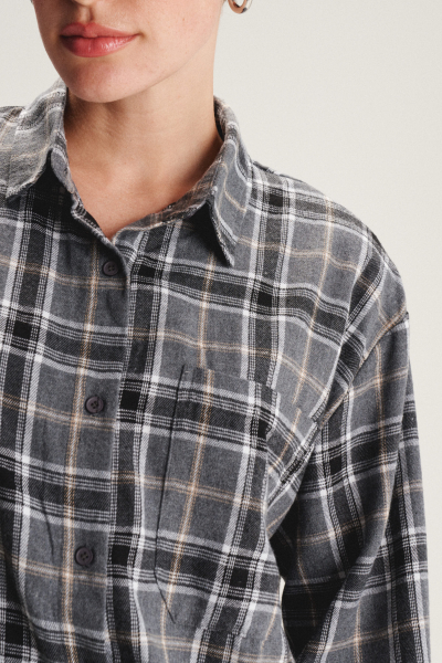 Рубашка в клетку SAGAS, цвет: серый,  купить онлайн