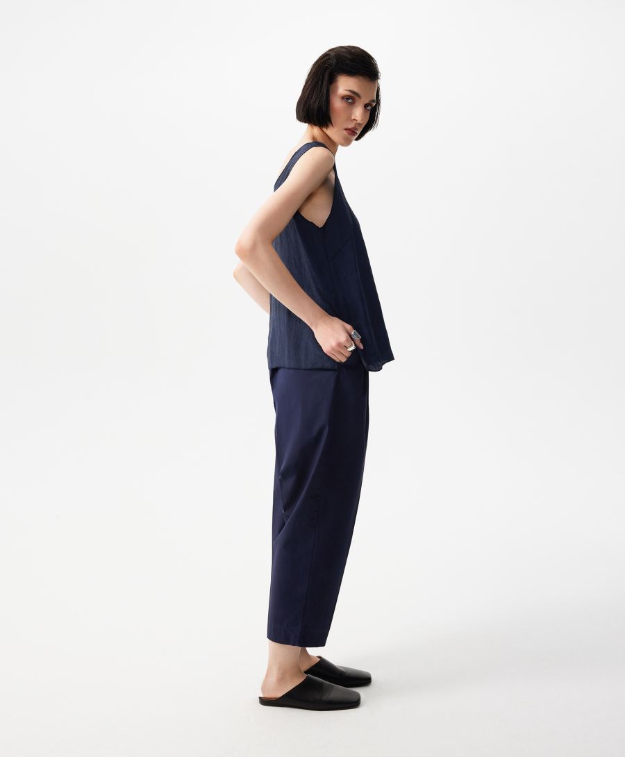 Брюки из поплина с поясом на резинке GLVR, цвет: Черный, 126G23GAC6316 купить онлайн