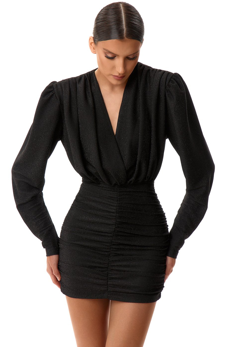 Платье-мини с увеличенными плечами SODAMODA, цвет: Черный, 15941 купить онлайн