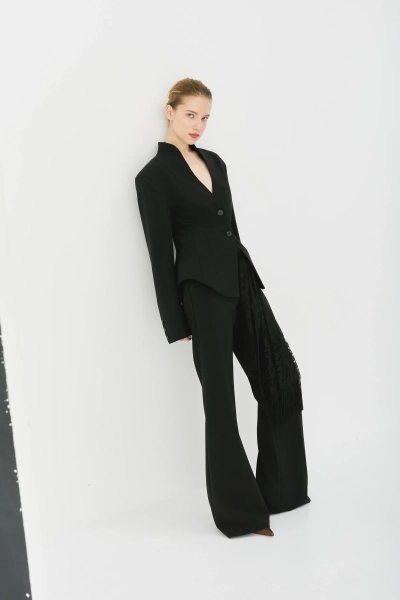 Жакет приталенный с рельефным воротником Ricoco, цвет: Черный, 7052/2 купить онлайн