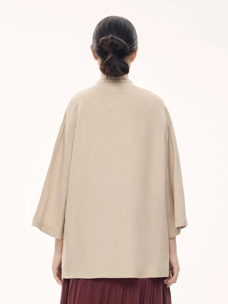 Женская блуза льняная MUTED, цвет: бежевый, 904737.WSHR0026_Beige купить онлайн