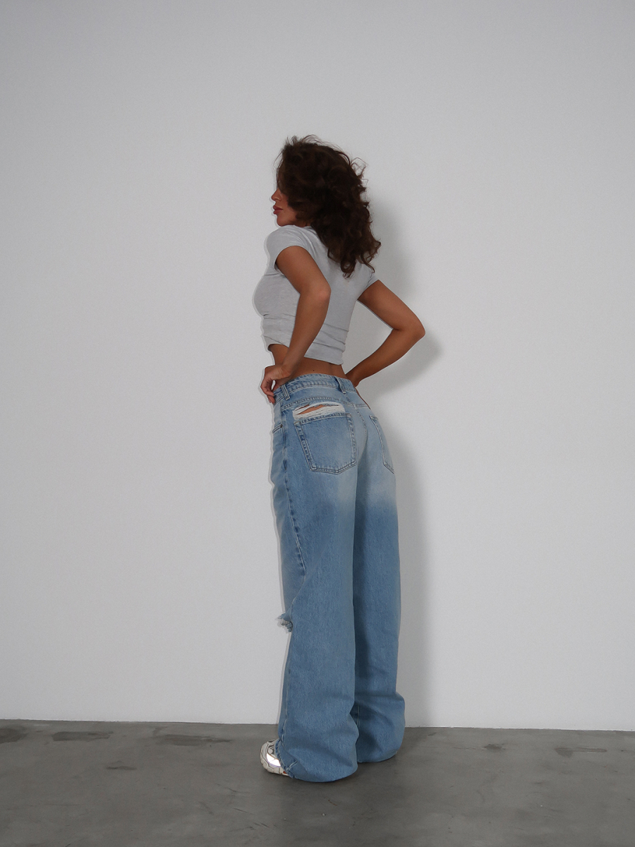 Джинсы широкие MIARTLAND, цвет: голубой, НФ-00000777 купить онлайн