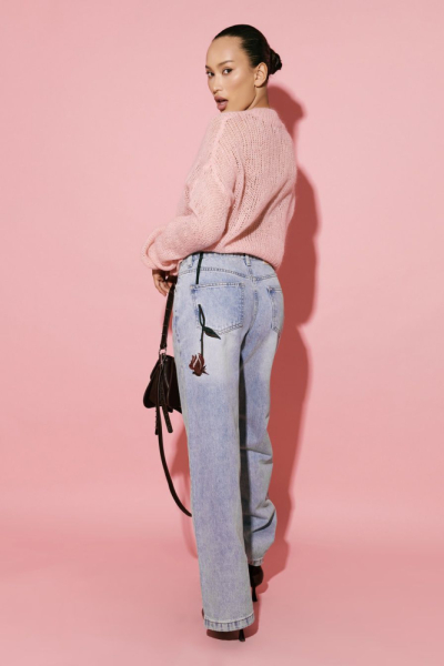 Джинсы из 100% хлопка с вышивкой