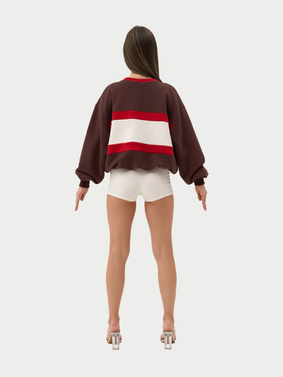 Свитшот с цветными вставками ONSI, цвет: коричневый,  купить онлайн