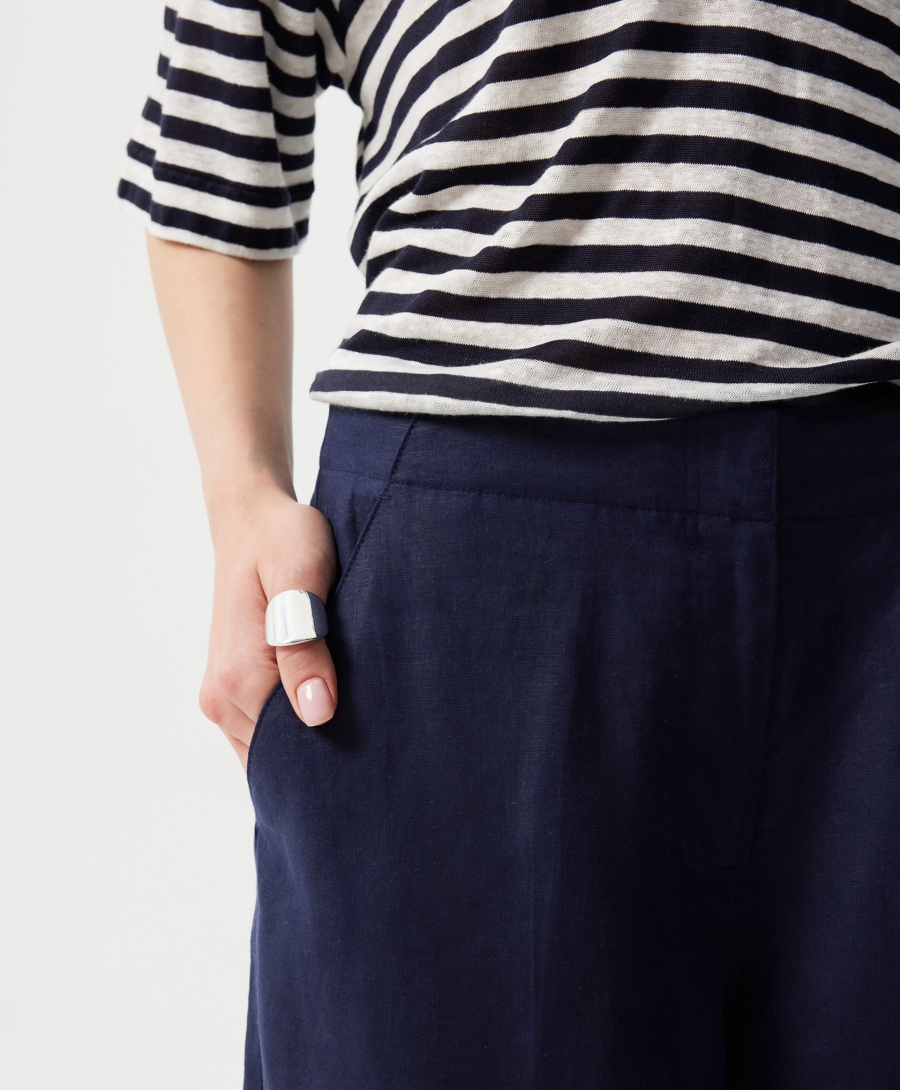 Брюки-трубы льняные средней посадки GLVR, цвет: Черный, 126G23GAC6315 купить онлайн