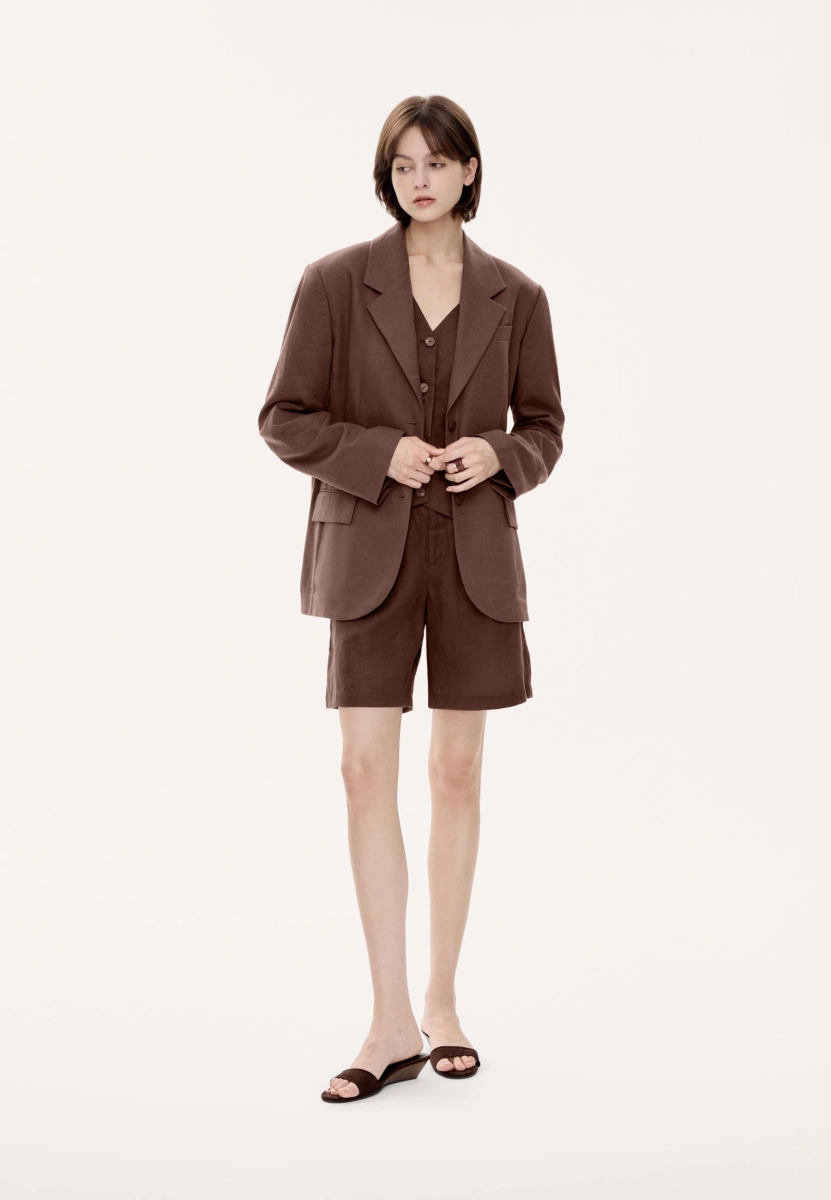 Женские шорты льняные MUTED, цвет: коричневый, 905310.WSHT0014_Brown купить онлайн
