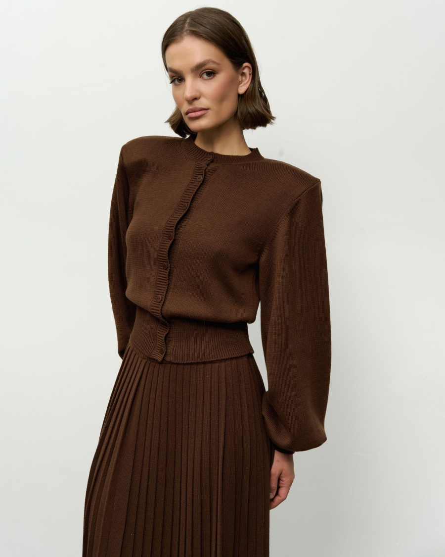 Вязаный костюм с длинной юбкой YONSRU, цвет: шоколад, 823 купить онлайн