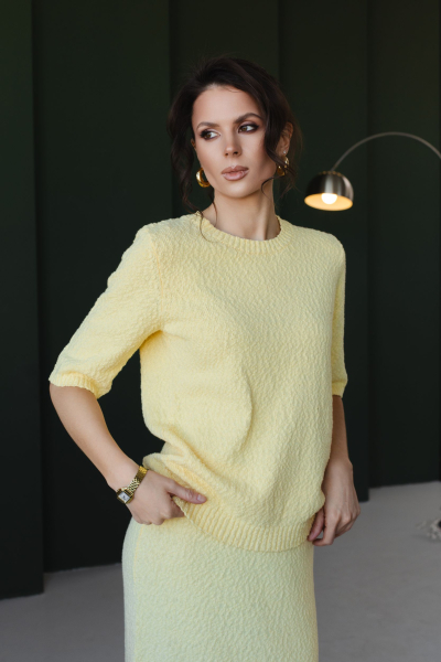 Костюм из фактурного хлопка джемпер и юбка VLVT, цвет: Желтый, 00-00005306 купить онлайн