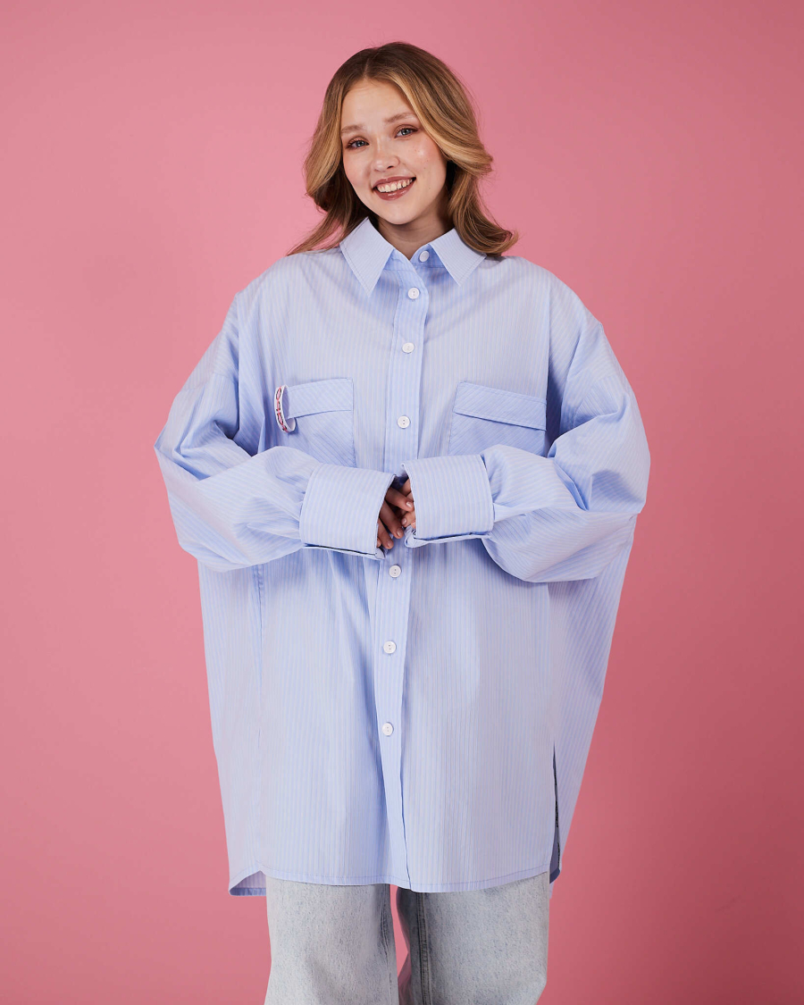 Рубашка макси оверсайз #21 TABOO, цвет: голубой, Rub21 купить онлайн